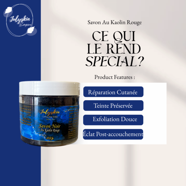 Savon noir au kaolin rouge – Image 2